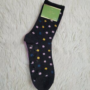 Kate Spade New York Women’s Home Crew Socks w/ Grippers - Navy Blue and Purple
